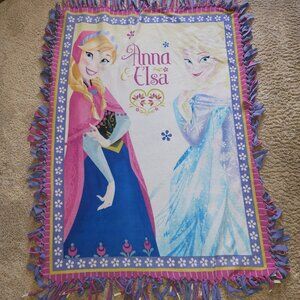 Disney Anna & Elsa Fleece Tie-Edge Throw Blanket